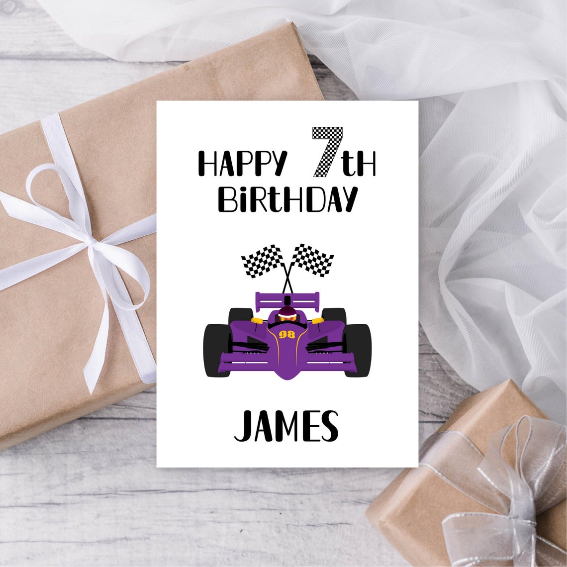 PERSONALIZED Girl Race Car Birthday Card, Girl Racer Birthday, Racing ...