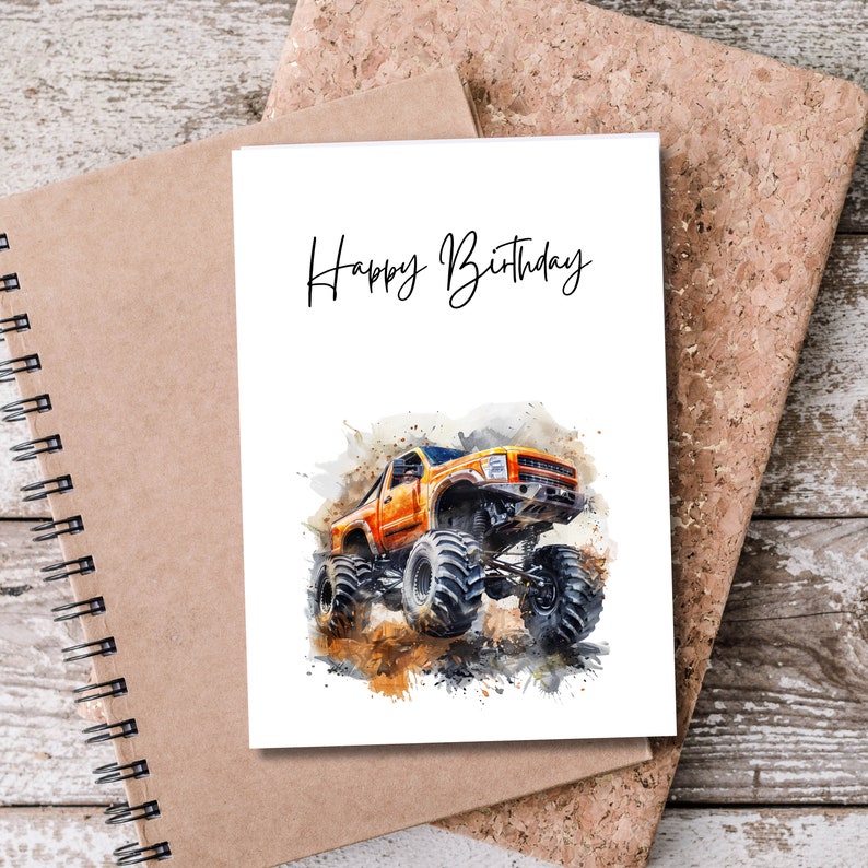 Monster Truck Birthday Card for Dad, Monster Truck Boyfriend Birthday ...