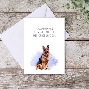 Carte de condoléances de berger allemand, carte de sympathie de berger allemand, perte de chien, perte d'animal de compagnie, imprimable, téléchargement immédiat