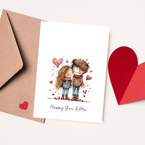 Tarjeta de San Valentín "Tú y yo" para esposo, novia, aniversario, amor, imprimible, descarga instantánea.
