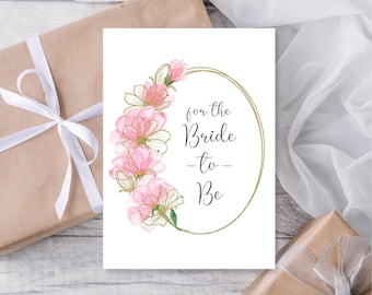 Tarjeta de despedida de soltera con flores rosas: Futura novia (Imprimible, descarga instantánea)