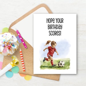 Girl Soccer Birthday Card, Soccer Birthday Card For Girls, Birthday Gift Card Holder, Printable, Instant Download