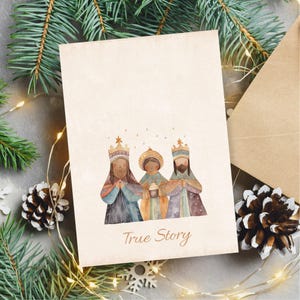 Tarjeta de Navidad de los Reyes Magos, Tarjeta del Día de los Reyes Magos, Navidad con una historia real, Tarjeta navideña moderna, Imprimible, Descarga instantánea