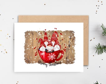 Christmas Gnomes Christmas Card, Printable