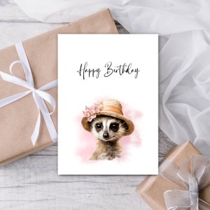 Lindo cartão de aniversário de suricato para amiga, cartão de presente de aniversário exclusivo, para impressão, download instantâneo