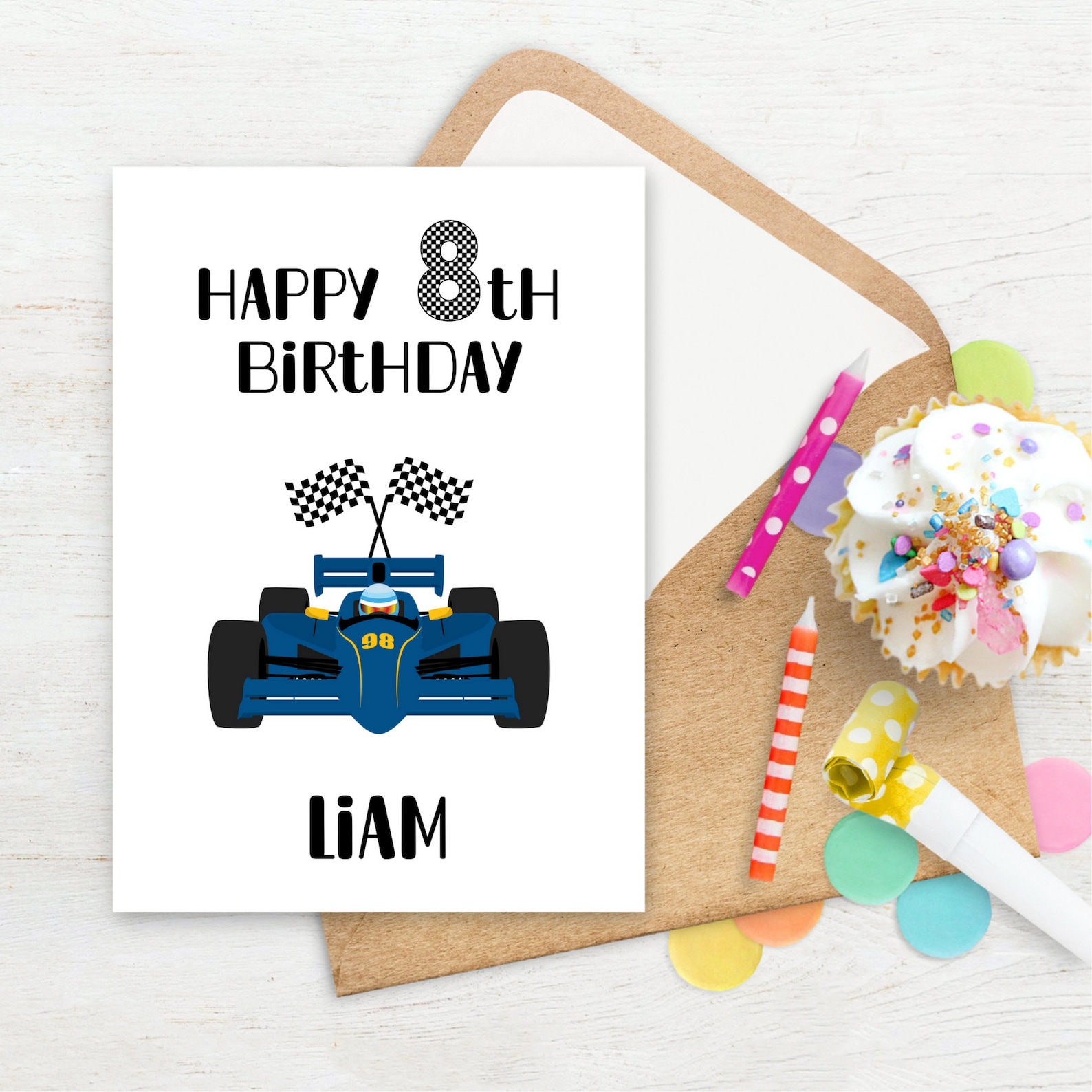 PERSONALIZED Race Car Birthday Card, Racing Birthday Card, Girl Race ...