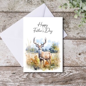 Carte de fête des pères cerf pour papa, grand-père, beau-père, extérieur Carte-cadeau pour la fête des pères, imprimable, téléchargement immédiat