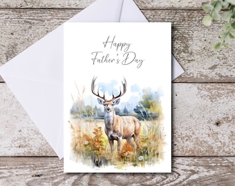 Deer Father’s Day Card For Dad, Grandpa, Stepfather, Outdoors Gift Card,  Printable