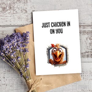 Carte amusante Just Chicken In On You, je pense à vous, carte de rétablissement, carte d'encouragement, carte juste parce que, imprimable, téléchargement immédiat