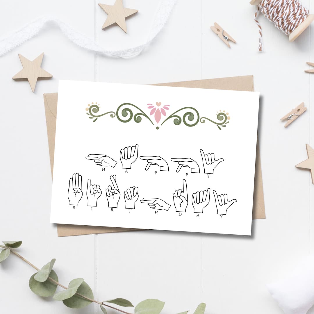 Floral ASL Birthday Card: American Sign Language (printable, Instant ...