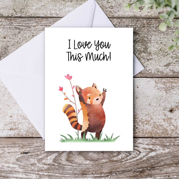 Cute Red Panda Valentine’s Day Card For Boyfriend, Card For Girlfriend, Wedding Anniversary Card, Friendship Card, Printable