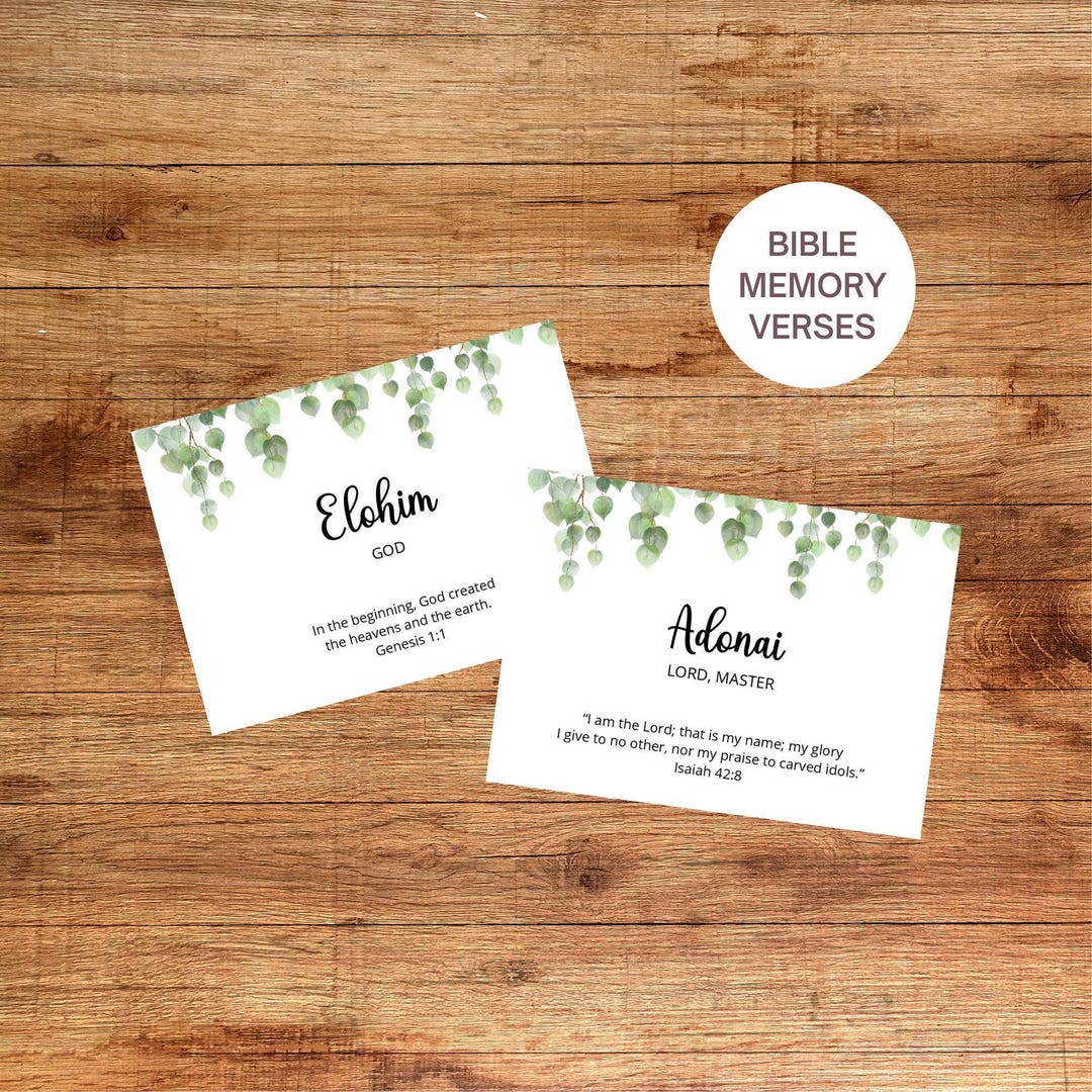 Hebrew Names of God Scripture Cards: Bible Study Gift (printable ...