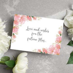 Zukunft Frau Brautdusche Karte, Liebe und Wünsche, Rosa und Gold Dusche Karte, Last-Minute-Karte für Braut, bedruckbar, sofort-Download