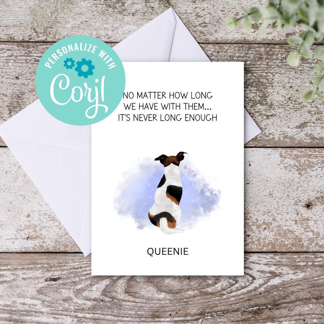 Personalized Jack Russell Terrier Condolence Card, Editable Jack