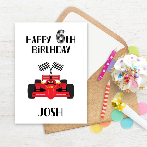 PERSONALIZED Race Car Birthday Card, Racing Birthday Card, Girl Race Car Birthday Card, Car Birthday Card, Printable