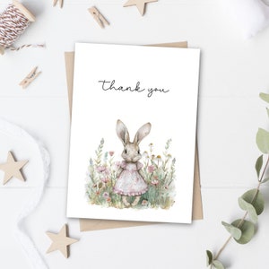 Cottagecore Bunny Thank You Card: Floral Baby Shower (Printable)