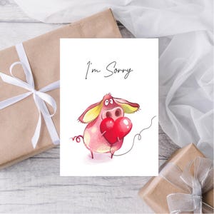 Schwein Entschuldigung Karte, es tut mir leid Karte, verzeihen Sie mir, denken an Sie Karte, printable, Instant Download