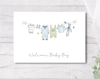 Baby Shower Card, New Baby Card For Newborn Baby Boy, Printable, Instant Download