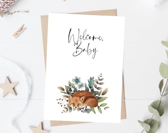 Woodland Fox Baby Shower Card: Gender Neutral Printable (Digital Download)