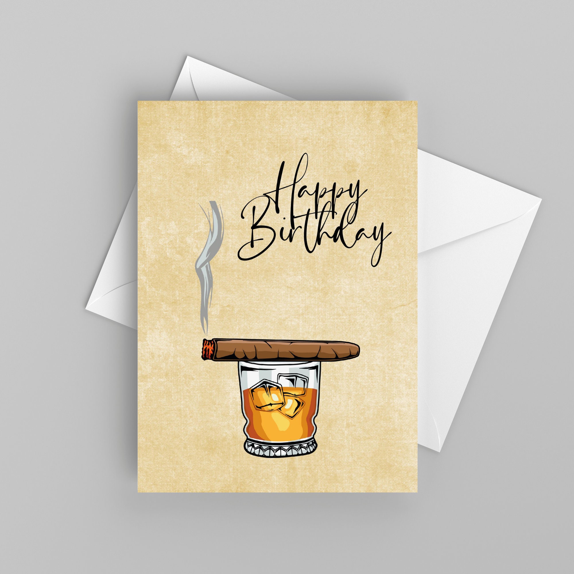 Dad Birthday Card Cigar and Whiskey Card For Dad Etsy España