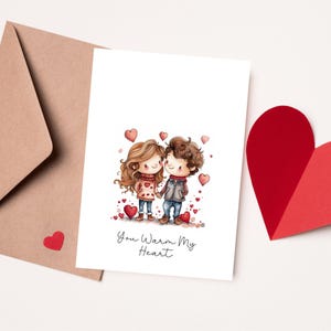 Biglietto di San Valentino "Mi scaldi il cuore" per marito, fidanzata, anniversario di coppia, biglietto d'amore, stampabile, download immediato