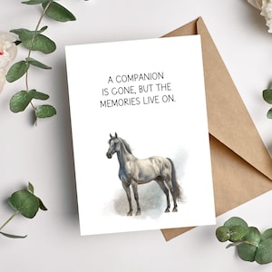 Carte de sympathie cheval gris, carte de condoléances cheval, perte d'animal de compagnie, deuil de cheval, imprimable, téléchargement immédiat