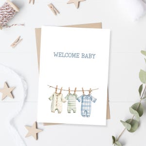 Afdrukbare babyshowerkaart, schattig welkomstbabyontwerp voor pasgeboren babycadeautje, perfect voor babyshowerfeestjes, direct downloaden