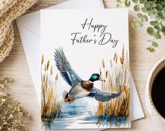 Father's Day Card for Dad, Watercolor Mallard Duck Card, Printable Father's Day Card, Digital Download, 5x7 Greeting Card