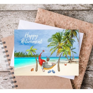 Carte de retraite, bonne retraite, retraite gnome, retraite à la plage, imprimable, téléchargement immédiat