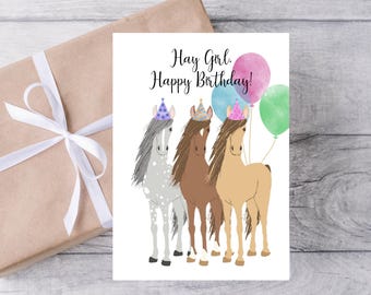RGLDesigns Biglietto di auguri di compleanno con cavalli