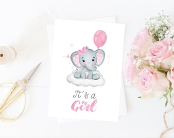 Babyparty Karte: Elefant Baby Karte (Printable, Instant Dowload)