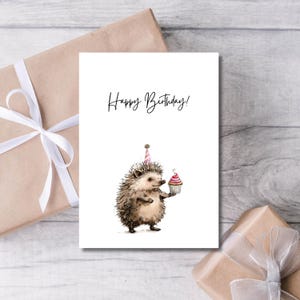 Igel Geburtstagskarte, Freund Geburtstagskarte, alles Gute zum Geburtstag, Cupcake Geburtstagskarte, Printable, Sofort Download