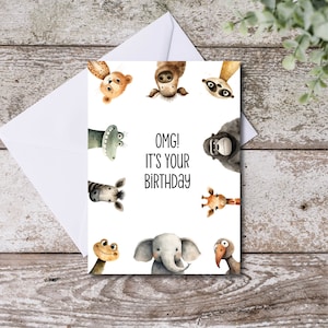 Cartão de aniversário engraçado para um grupo, OMG, é o seu cartão de aniversário para um amigo, para impressão, download instantâneo