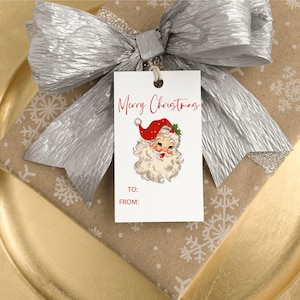 Vintage Santa Gift Tags, Retro Santa Christmas Gift Tags, Old Fashioned Santa, Holiday Gift Tags, Christmas Open House Gift Tags, Printable