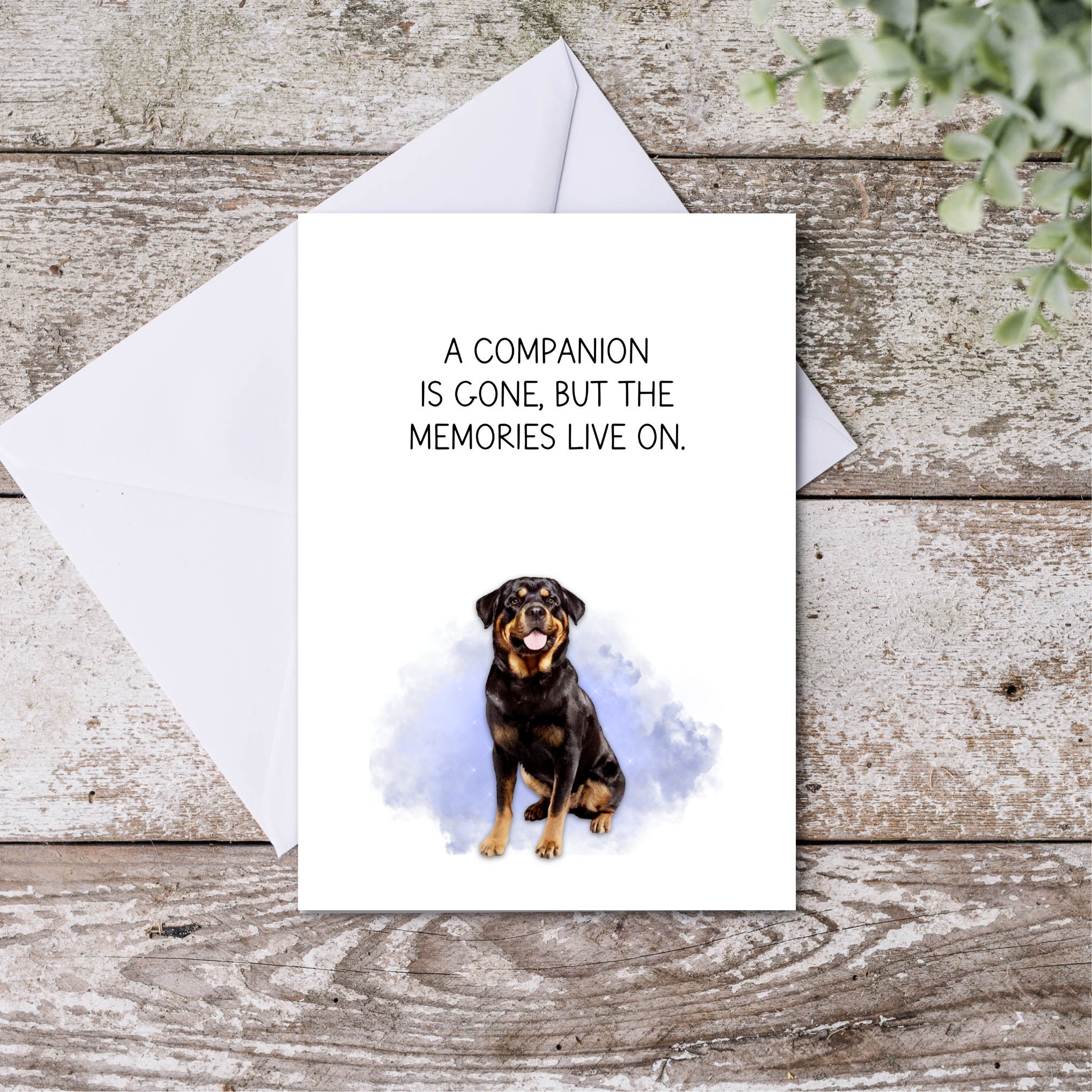 Rottweiler Condolence Card, Rottweiler Sympathy Card, Dog Loss, Pet ...