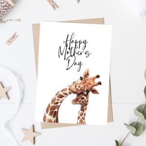 Tarjeta del Día de la Madre para Mamá, Tarjeta de Feliz Día de la Madre, Primer Día de la Madre, Tarjeta de Jirafa Bebé, Imprimible, Descarga Instantánea