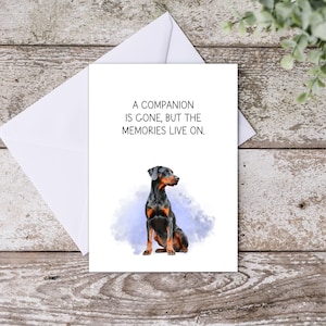 Natürliche Dobermann Beileid Karte, Dobermann Beileid Karte, Hund Verlust, Haustier Verlust, printable, Instant Download