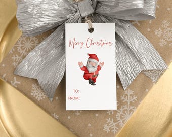 Santa Christmas Gift Tags, Printable Holiday Tags (Instant Download)