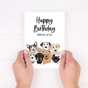 From All Of Us Birthday Card, Coworker Birthday Card, Group Birthday Card, Office Birthday Card From The Gang, Dog Birthday Card, Printable