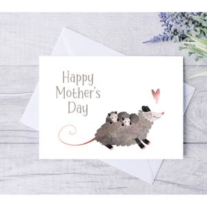 Opossum Moederdagkaart, Happy Mother's Day, Mom Gift Card, Afdrukbaar, Instant Download