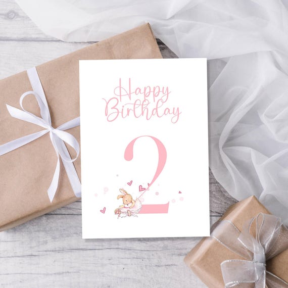 Biglietto Di Auguri Di Compleanno Con Coniglietto Di Campagna In - Foto 12