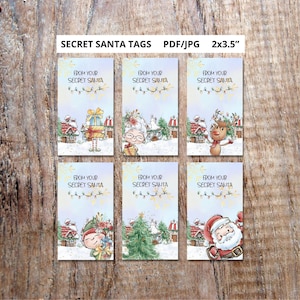 Étiquettes cadeaux Père Noël secret : imprimables pour les fêtes de Noël (PDF/JPG)