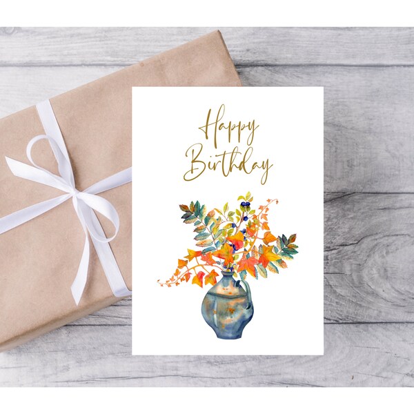 November Birthday Card, Autumn Birthday Card, Fall Birthday Card, Thanksgiving Birthday, Happy Birthday, Printable