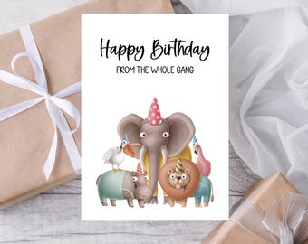 Funny Group Birthday Card for Coworkers - Printable Office Greeting Card, Instant Download