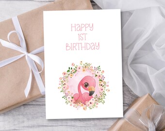 Printable Flamingo Birthday Card - Etsy