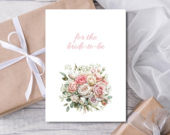 Pink Bouquet Brautdusche Karte: Für die Braut zu sein (druckbar, sofortiger Download)
