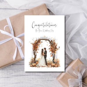 Ernte-Hochzeitskarte für Mr. und Mrs., Braut und Bräutigam-Karte für das Paar, Herzlichen Glückwunsch zum Hochzeitstag, Printable, Sofort-Download