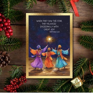 Tarjeta de Navidad de los Reyes Magos, Tarjeta del Día de los Reyes Magos, Tarjeta de Navidad de la Estrella de Belén, Imprimible, Descarga Instantánea