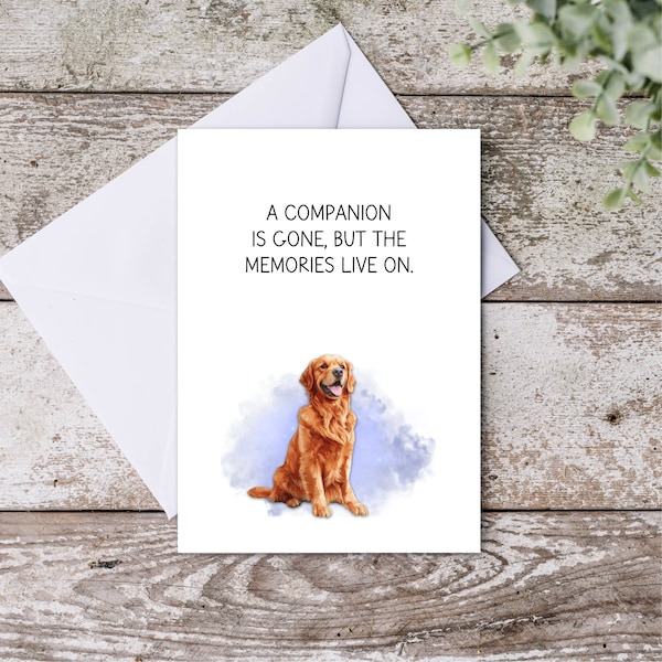 Golden Retriever Condolence Card, Golden Retriever Sympathy Card, Dog Loss, Pet Loss, Printable