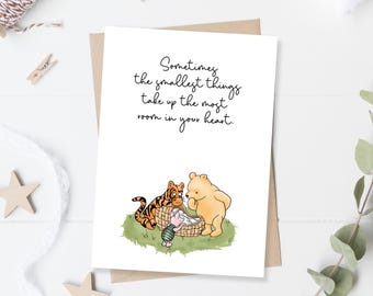 Tarjeta para baby shower de Winnie-the-Pooh: Pooh clásico, Tigger, Piglet (descarga digital, 5 x 7 pulgadas)